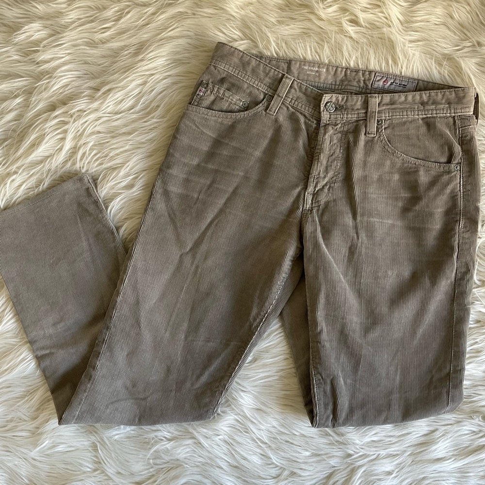 AG “The Graduate” tailored leg corduroy khaki pant